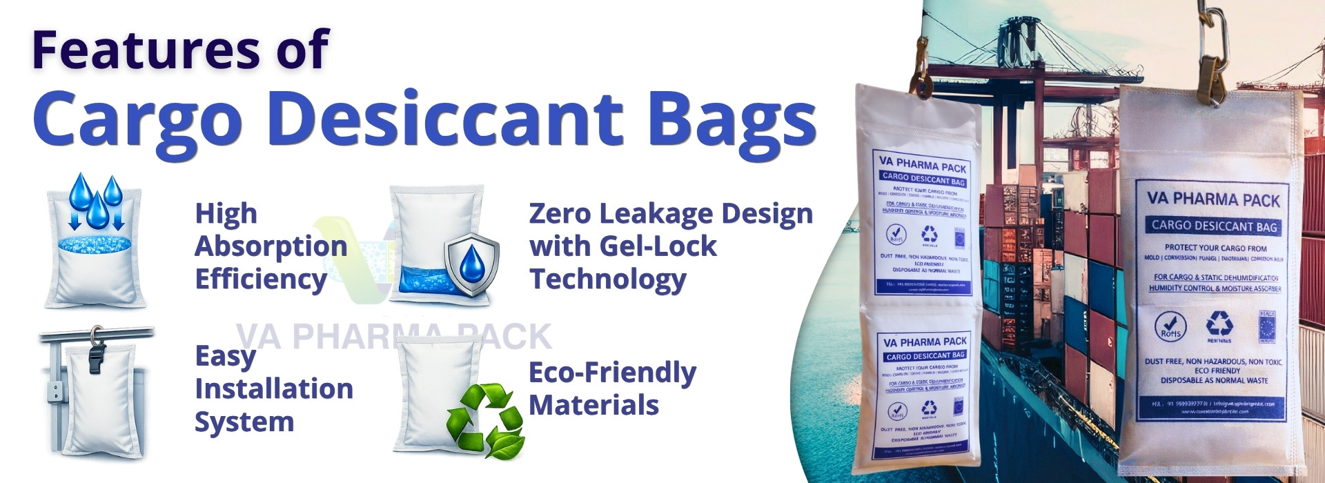 Desiccant bags in raw cashew nut exports