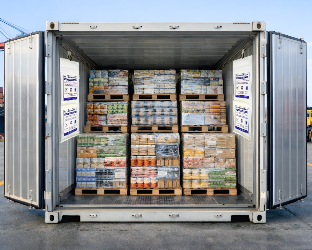 Container moisture absorber for food shipping