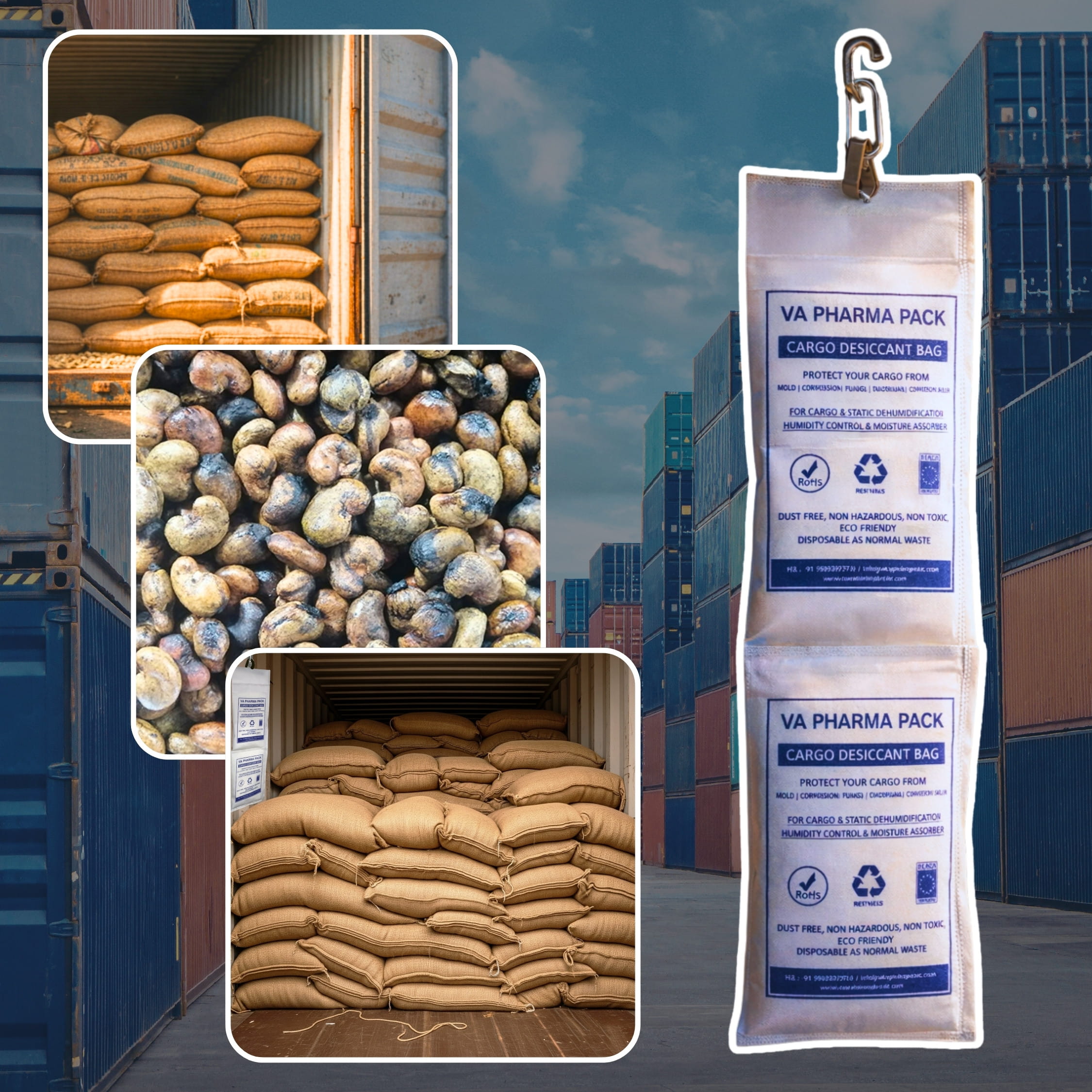Why use desiccant bags in raw cashew nut exports?