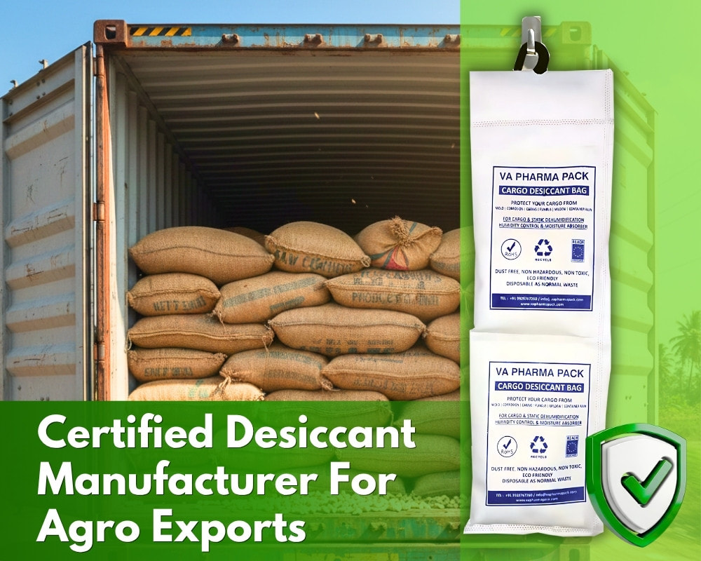 Certified desiccant manufacturer for agro exports
